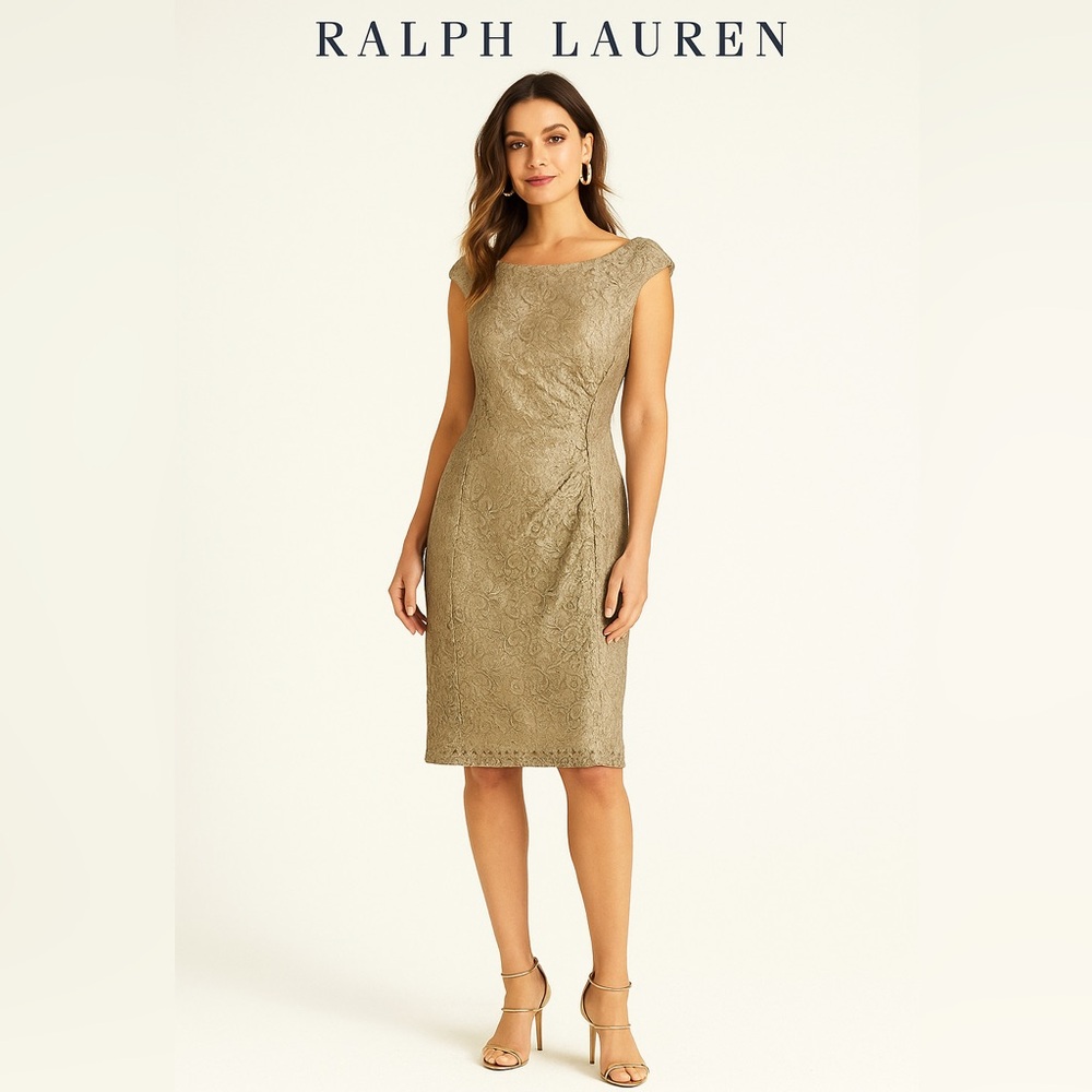Ralph Lauren shimmer lace overlay dress